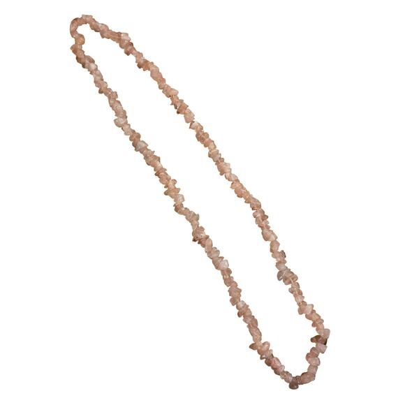 Rose Quartz Gemstone Chip Strand Necklace - Picture 1 of 5
